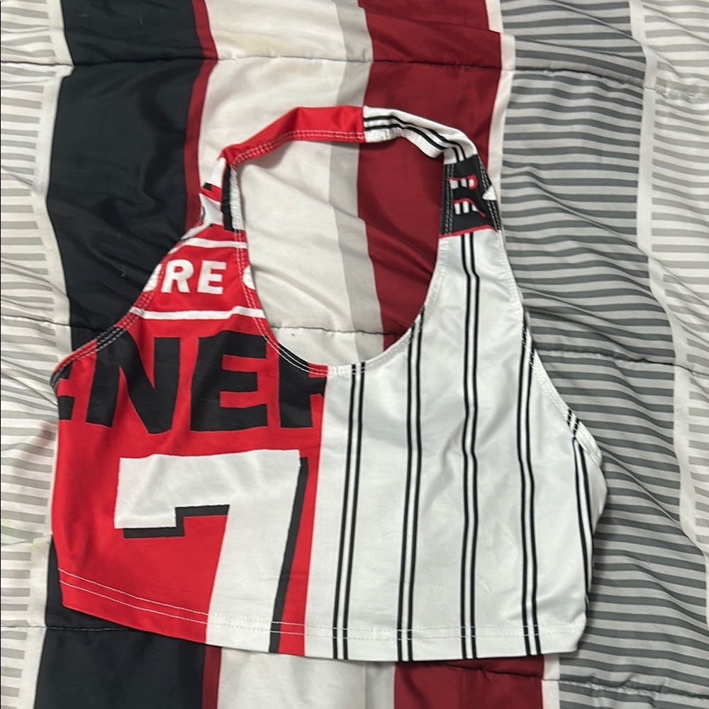 SHEIN Red and White Graphic Bandeau